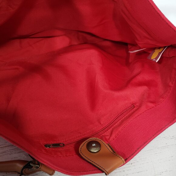 Disney  Winnie the Pooh  Red Canvas Shoulder Bag Handbag Purse  faux leather str - Picture 5 of 10